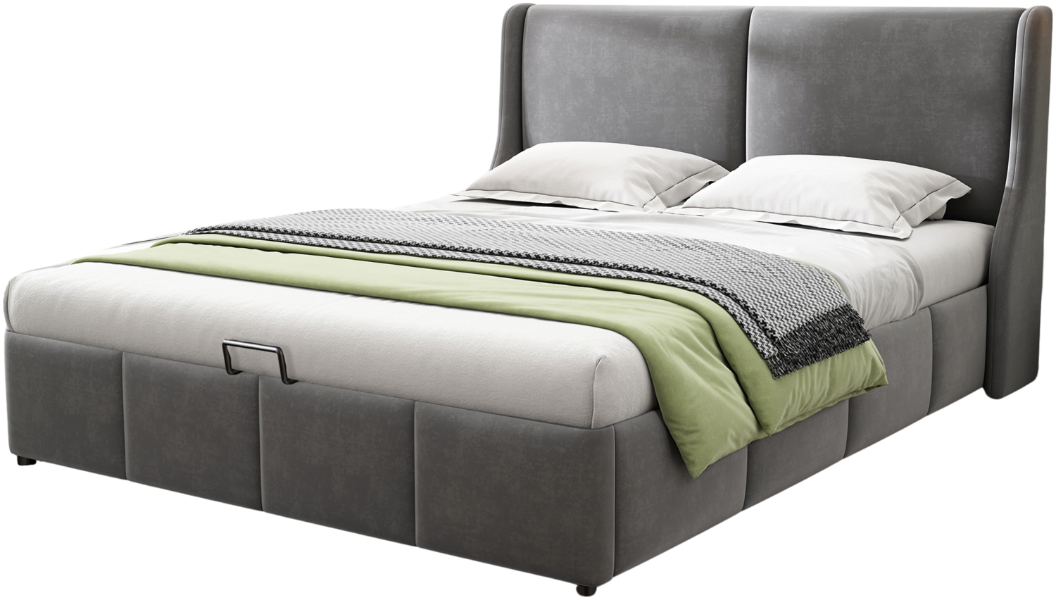 ComfortXL Polsterbett-BB056, Massivholz, Grau, 209x147x101cm Bild 1
