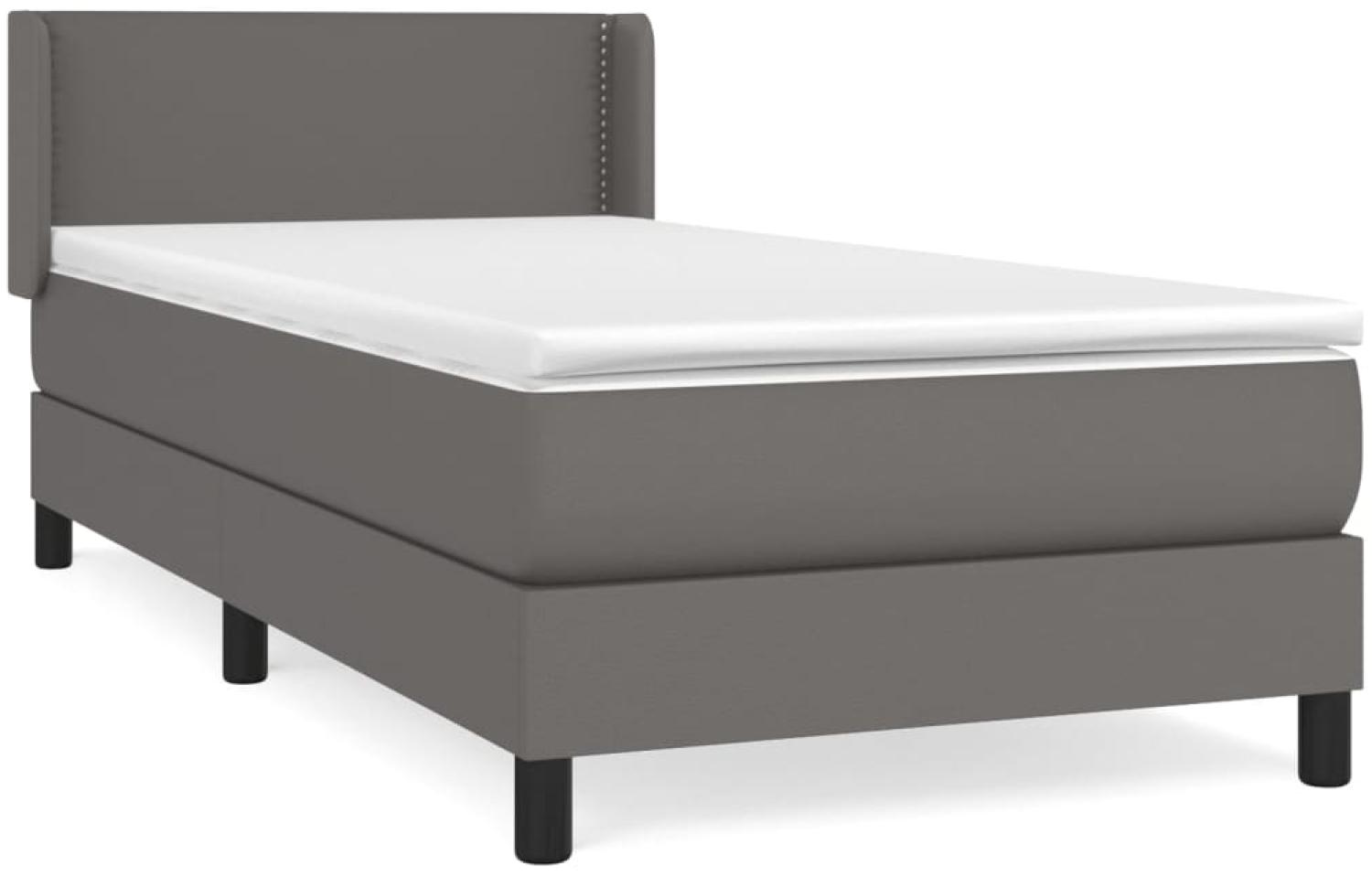 vidaXL Boxspringbett mit Matratze Grau 100x200 cm Kunstleder 3130707 Bild 1