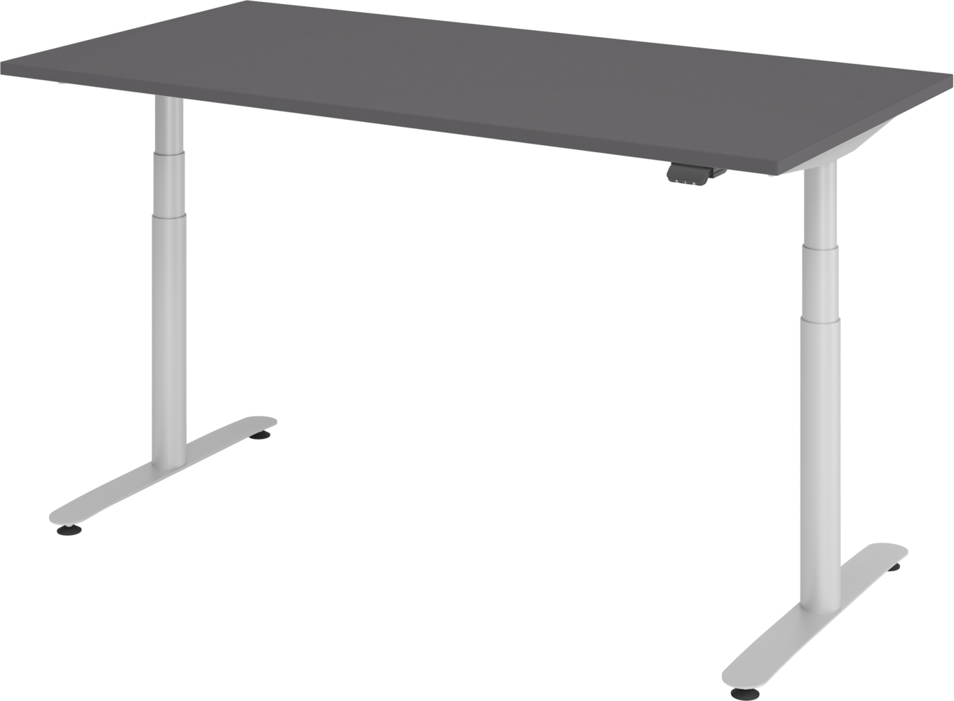 bümö elektrisch höhenverstellbarer Schreibtisch 160x80 cm mit Memory, Bluetooth & App-Steuerung - Schreibtisch höhenverstellbar elektrisch , elektrischer Schreibtisch graphit, Gestell silber, XDLR-16-G-S Bild 1