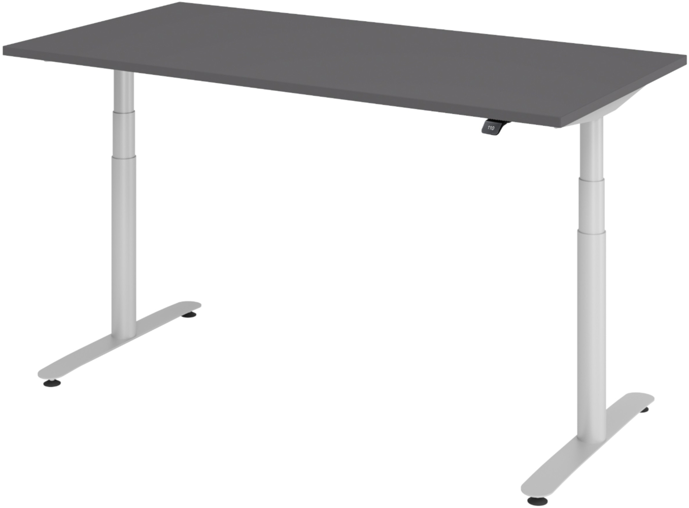 bümö elektrisch höhenverstellbarer Schreibtisch 160x80 cm mit Memory, Bluetooth & App-Steuerung - Schreibtisch höhenverstellbar elektrisch , elektrischer Schreibtisch graphit, Gestell silber, XDLR-16-G-S Bild 1
