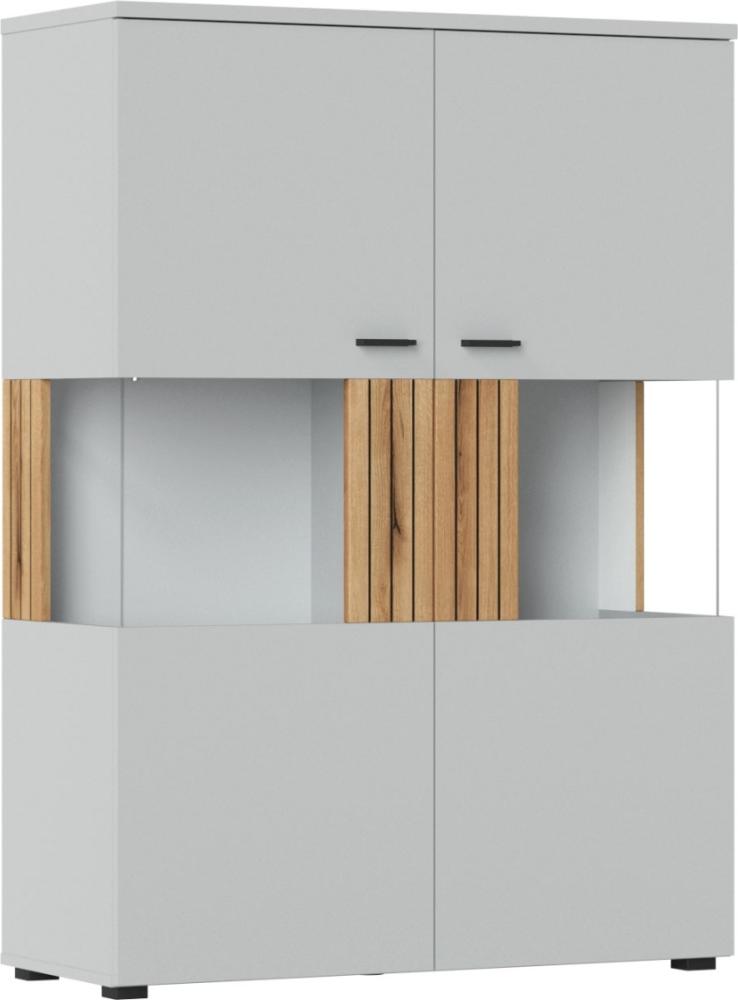 Highboard Vitrine Vero 100 x 40 x 138 cm grau Evoke Eiche MDF Bild 1