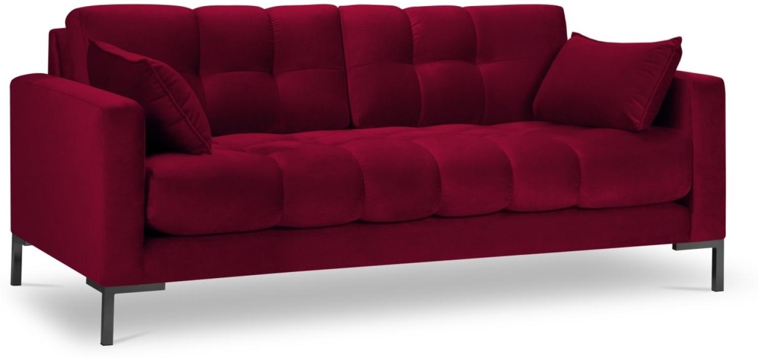 Micadoni 3-Sitzer Samtstoff Sofa Mamaia | Bezug Red | Beinfarbe Black Metal Bild 1