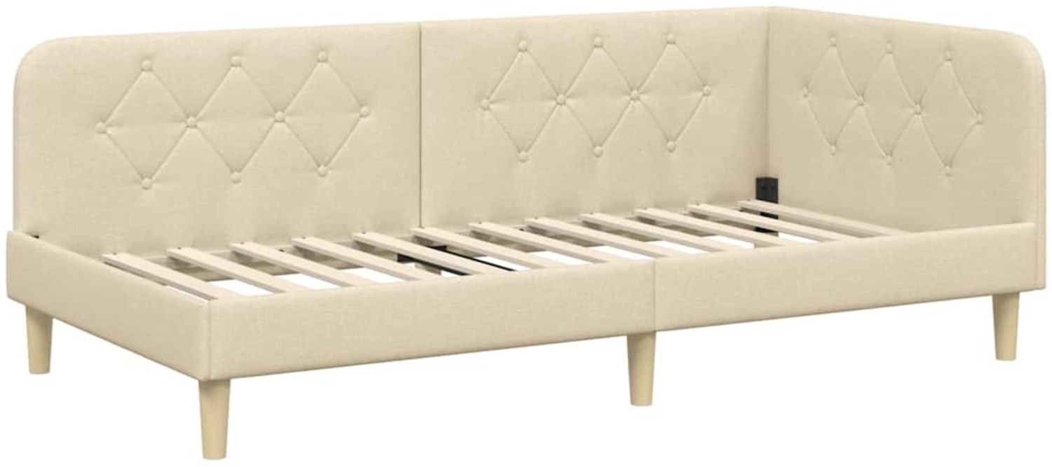 vidaXL Eckbettgestell mit Kopfteil Creme 90x200 cm Stoff 42016575 Bild 1