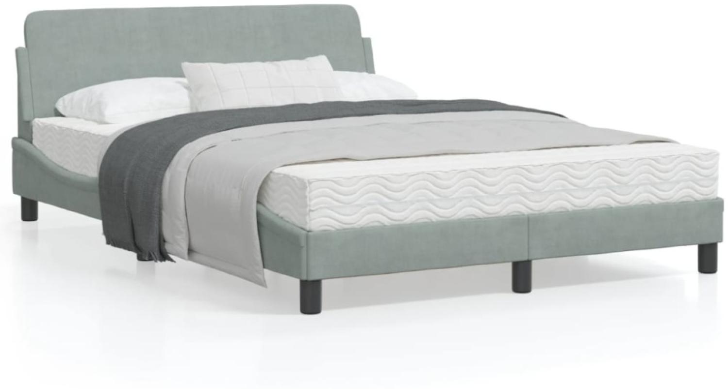 vidaXL Bettgestell "Dover" Hellgrau 140x200 cm Samt 373192 Bild 1