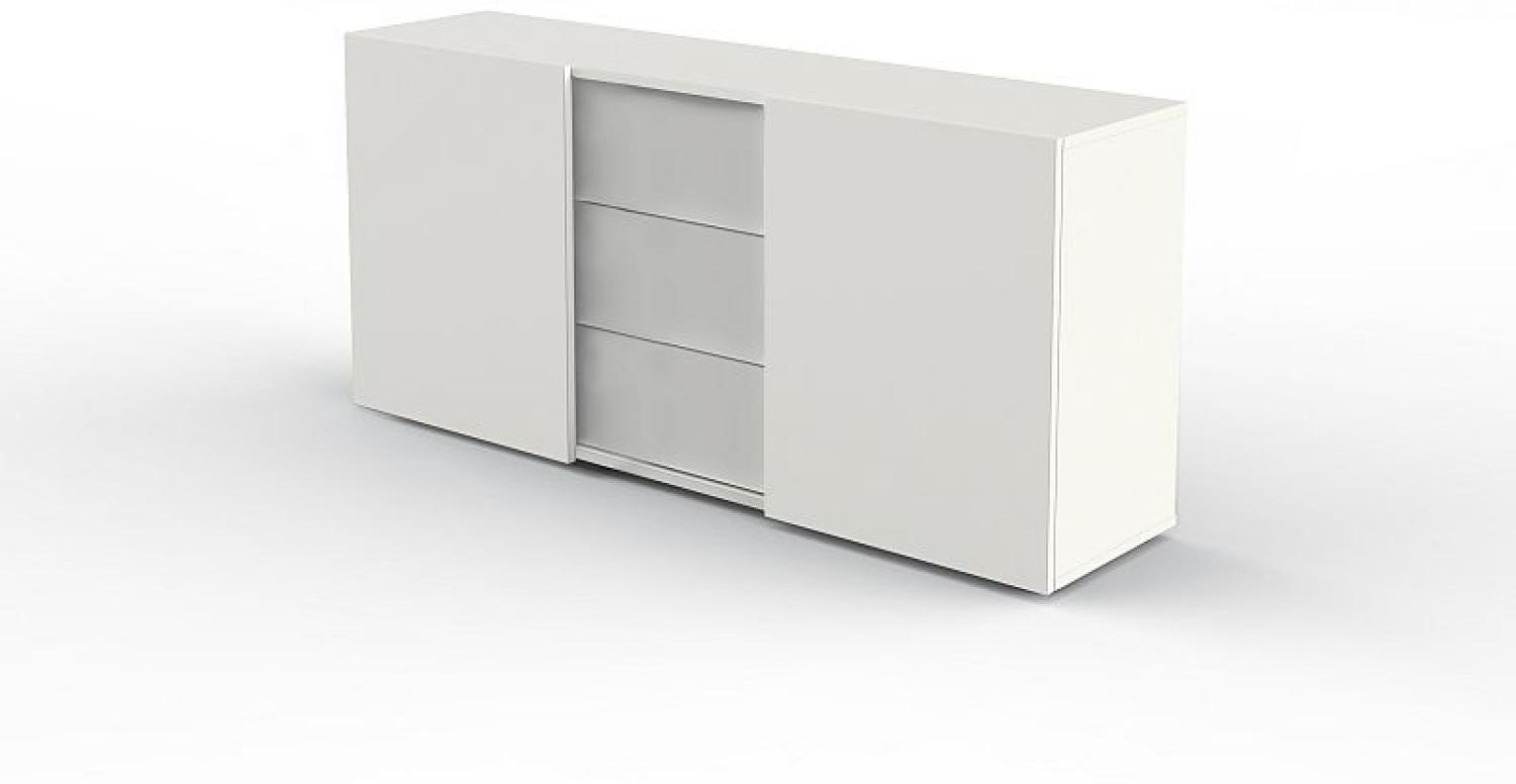 Sideboard mit 2 Schiebetüren, 2 OH, Weiß Bild 1