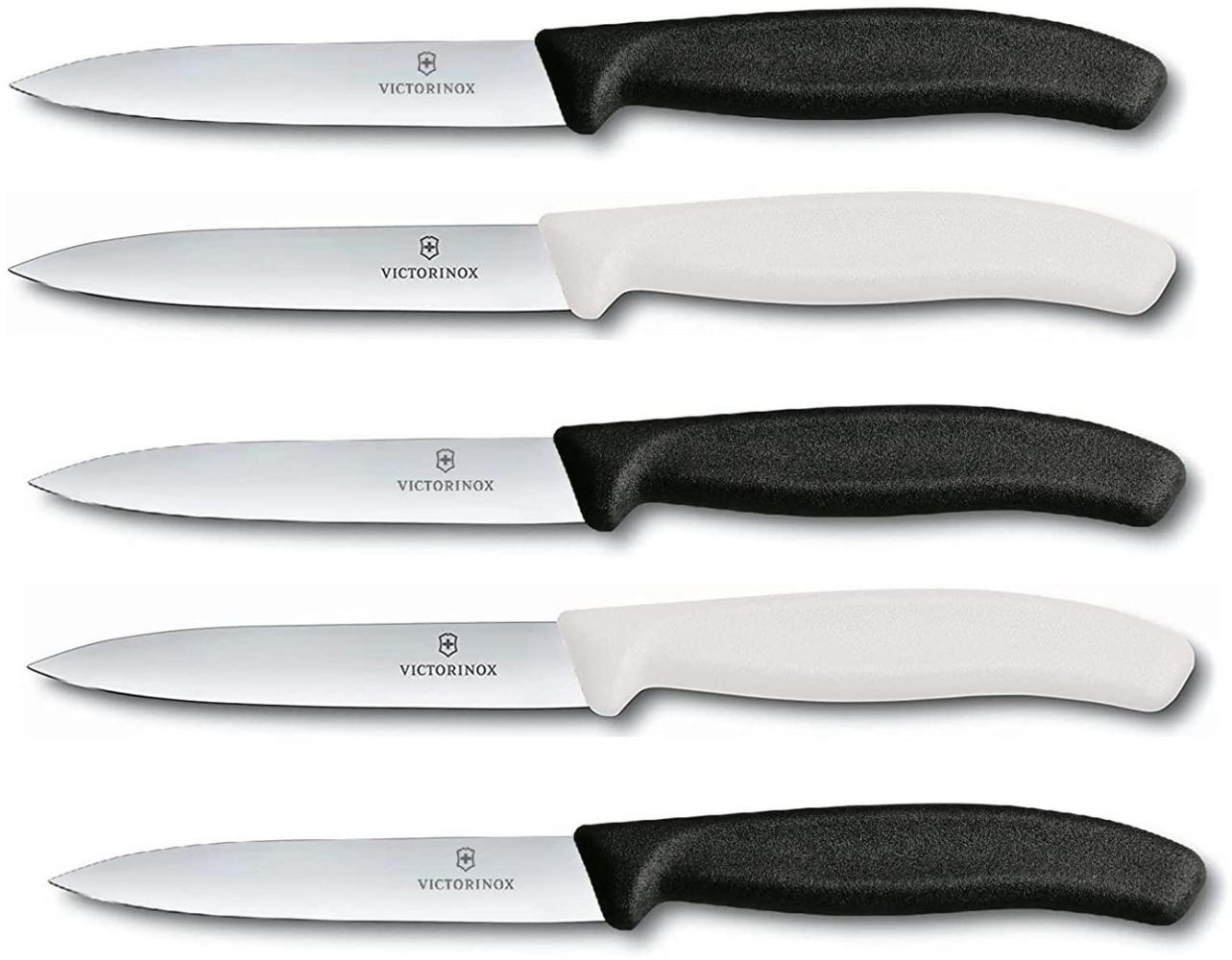 Victorinox Gemüsemesser Tomatenmesser Swiss Classic 10 cm (5er Set Schwarz / Weiß ohne Welle) Bild 1