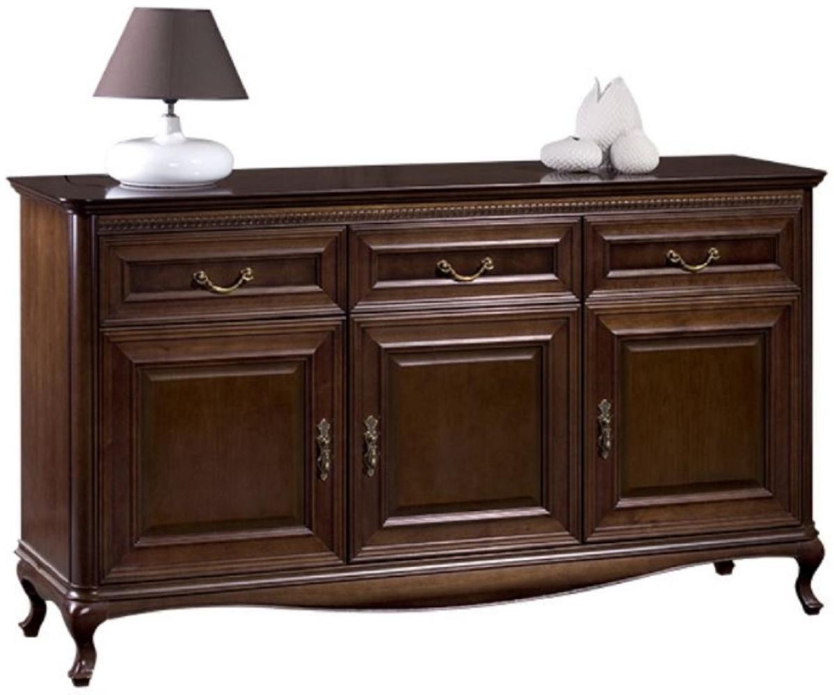 Casa Padrino Luxus Jugendstil Kommode mit 3 Türen und 3 Schubladen Dunkelbraun 166,1 x 45,6 x H. 95 cm - Luxus Qualität Bild 1