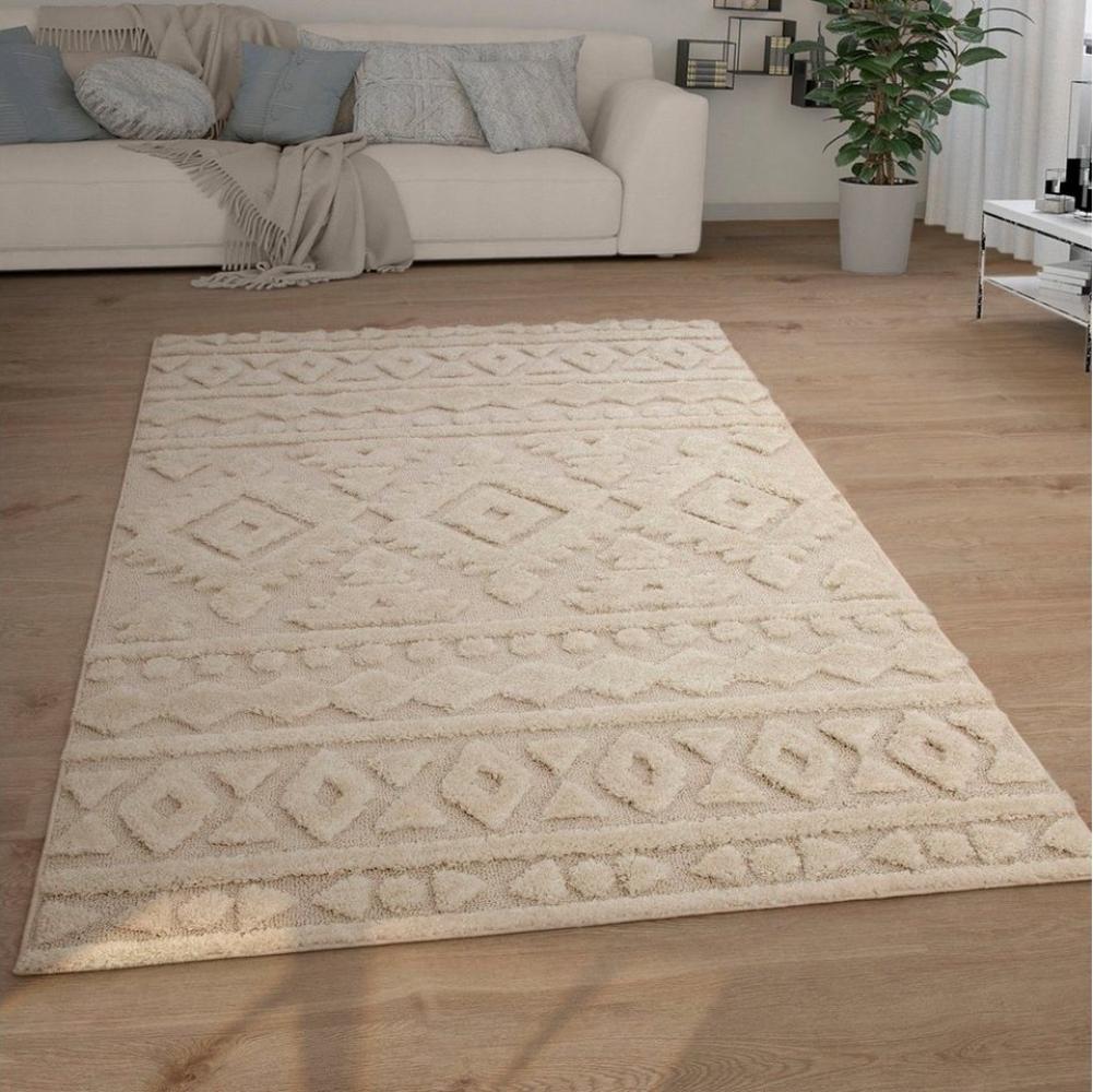 Paco Home Hochflor-Teppich Genua 746, rechteckig, Höhe: 34 mm, Uni Farben, Hoch-Tief Effekt, modernes Design, sehr weicher Flor Bild 1