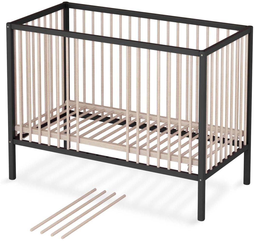 Sämann Babybett Sleepy 60x120 cm, schwarz/natur Bild 1