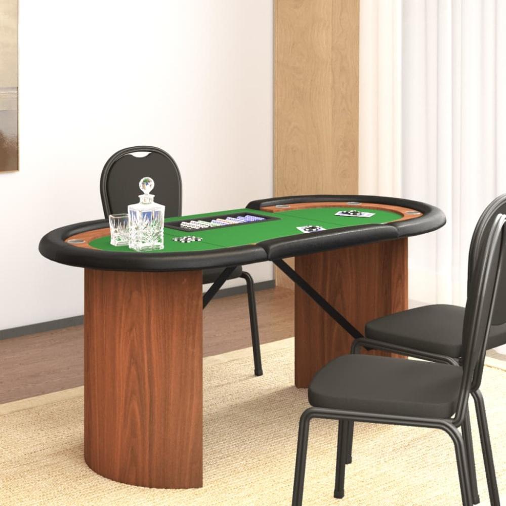 vidaXL Pokertisch Klappbar 10 Spieler mit Chipablage Grün 160x80x75 cm 80406 Bild 1