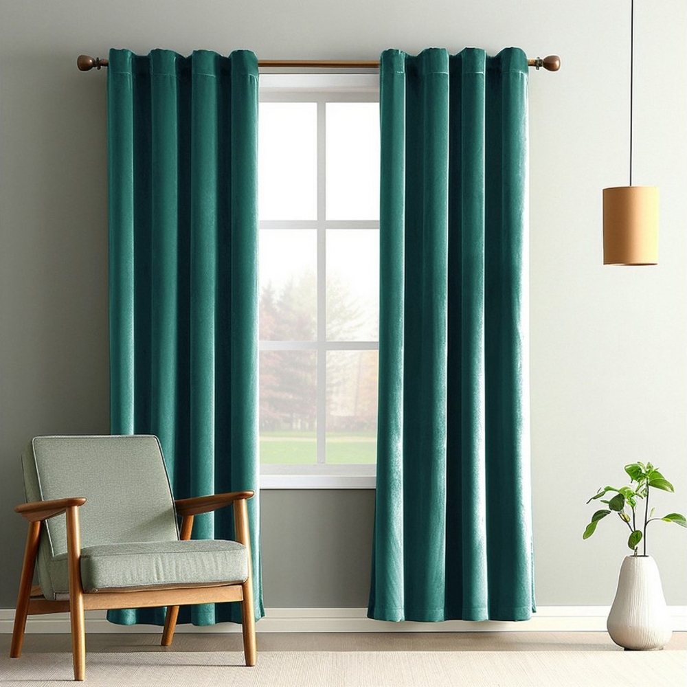 BTTO V&G Schiebegardine Gardine Samtvorhang 2 Stück Verdunkelungsvorhänge Thermovorhänge, (2 St), Schwere Blichtdicht Velvet Scheibengardine für Schlafzimmer Wohnzimmer Bild 1