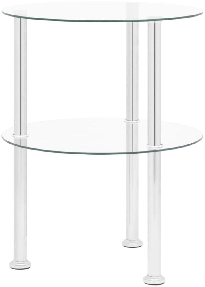 vidaXL Beistelltisch mit 2 Ablagen Transparent 38 cm Hartglas 322787 Bild 1