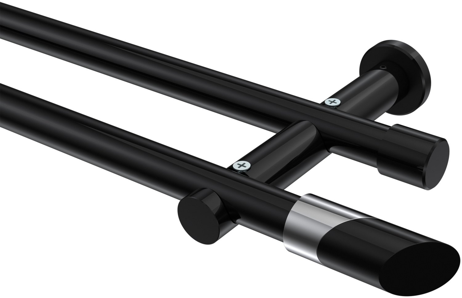 Gardinenstangen-Set Platon Verano 100 cm, 2-läufig (ohne Ringe), 20 mm Ø Schwarz Bild 1