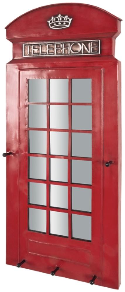 Wandgarderobe >Scott< in rot aus Metall, Spiegelglas - 39x90x6cm (BxHxT) Bild 1