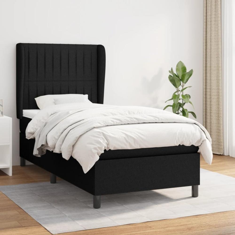 Boxspringbett mit Matratze Stoff Schwarz 80 x 200 cm, Härtegrad: H2 [3128079] Bild 1