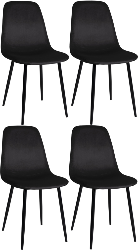 CLP 4er Set Esszimmerstühle Napier gepolstert,schwarz Samt Bild 1
