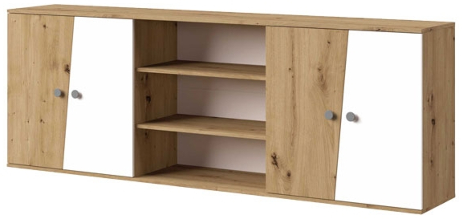 Aufsatzschrank "Nero" Wandboard 213cm artisan eiche weiß matt Bild 1