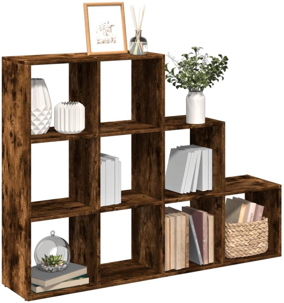 vidaXL Raumteiler-Bücherregal 3 Stufen Räuchereiche 137,5 x 29 x 103,5 cm 857980 Bild 1