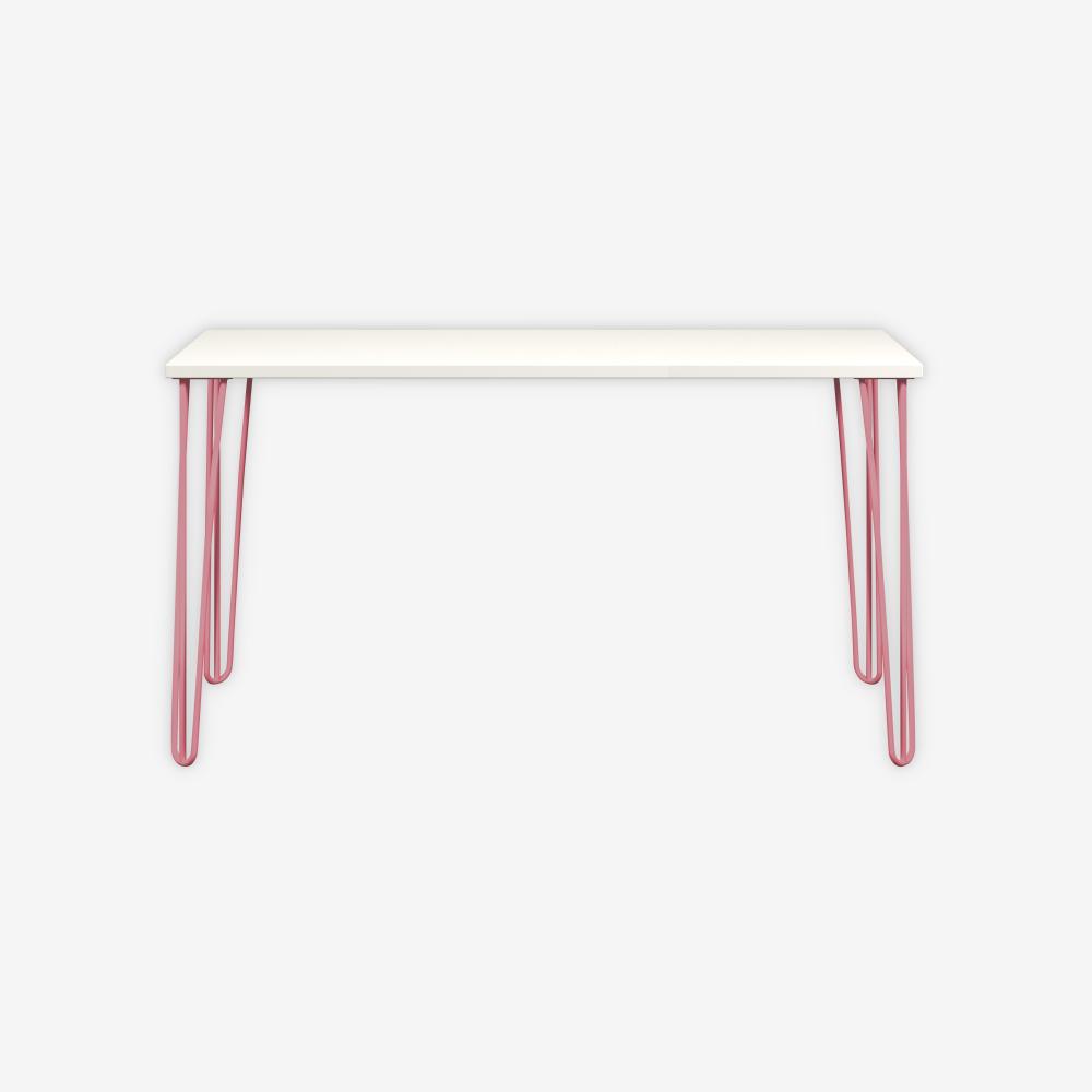 MultiDesk, 4 Stahlfüße, Dekor Weiß, Farbe Pink, Maße: H 740 x B 1400 x T 600 mm Bild 1