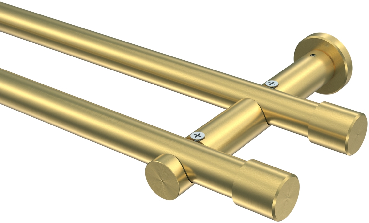 Gardinenstangen-Set Platon Santo 400 cm (geteilt in 2 x 200 cm), 2-läufig (ohne Ringe), 20 mm Ø Messing-Optik Bild 1