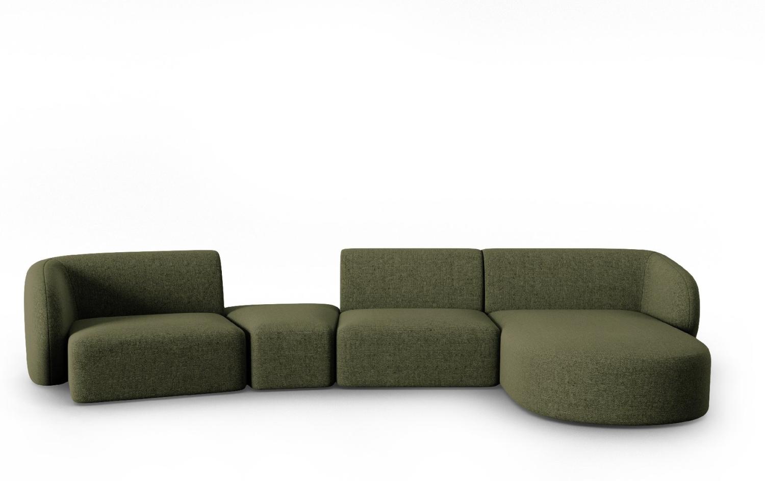 Micadoni Modulares Sofa Shane 5-Sitzer Rechts Chenille Grün Melange Bild 1