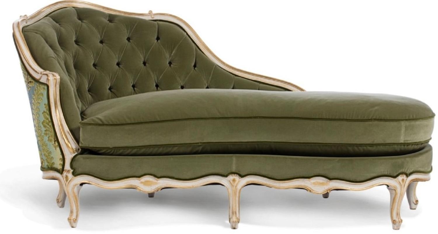 Casa Padrino Luxus Barock Chaiselongue Grün / Weiß / Gold 166 cm - Made in Italy Bild 1