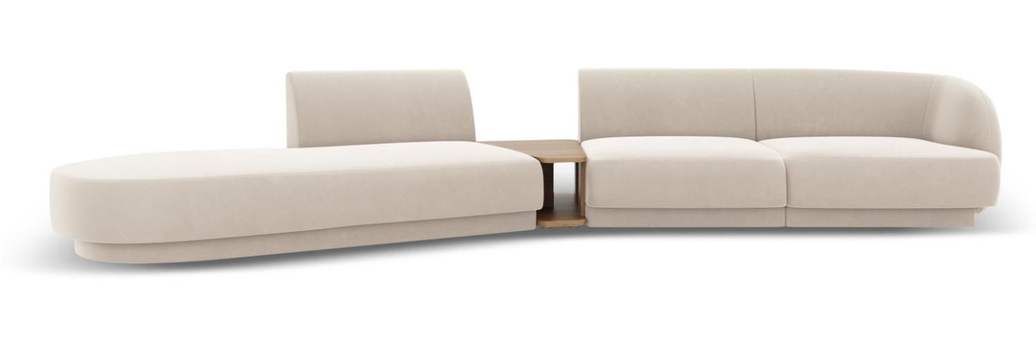 Micadoni Modulares Sofa Miley 4-Sitzer mit 1 Armlehne Links Samtstoff Helles Beige Bild 1