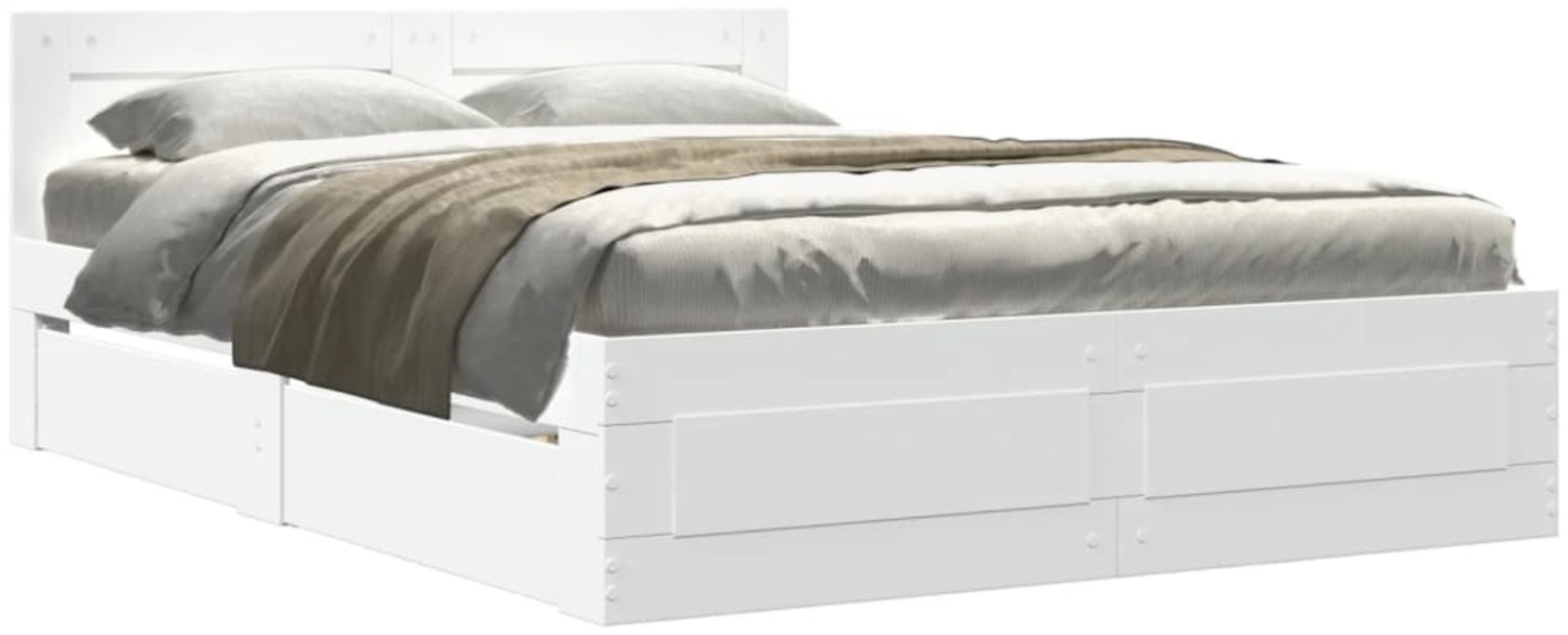 vidaXL Bettgestell mit Kopfteil ohne Matratze Weiß 120x190 cm 3295604 Bild 1