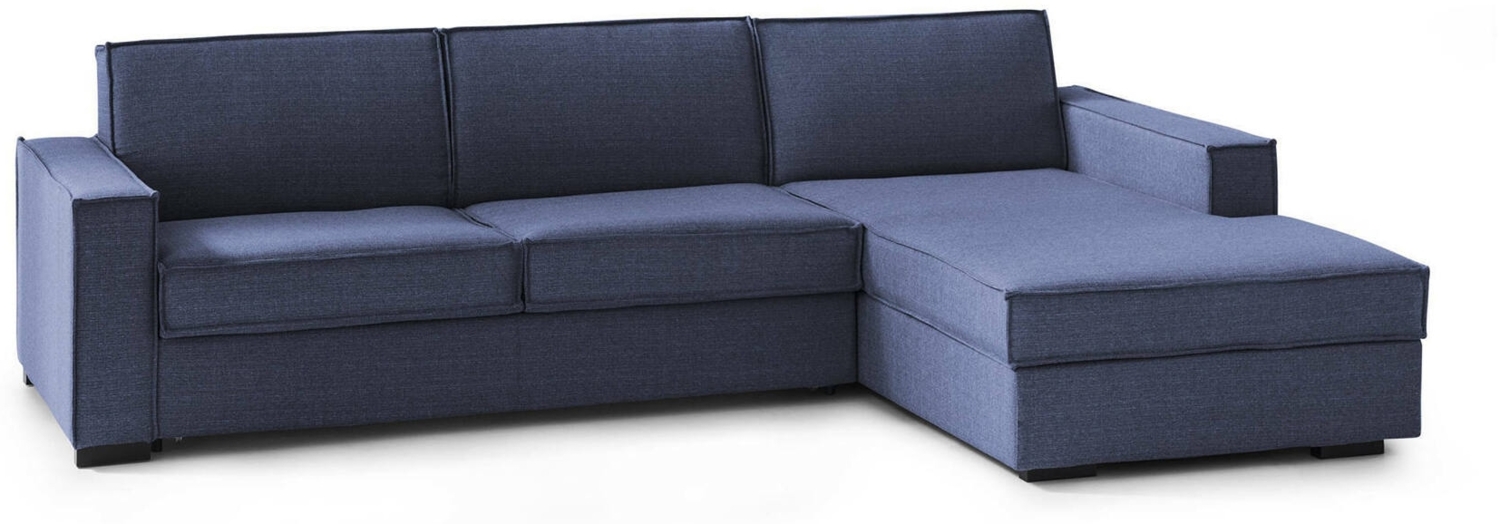 Dmora Sofa mit Halbinsel Assobasso, Ecksofa, Sofa mit Stauraum-Halbinsel rechts, schmale Armlehnen, 100 % Made in Italy, 260 x 95 x 90 cm, Blau Bild 1