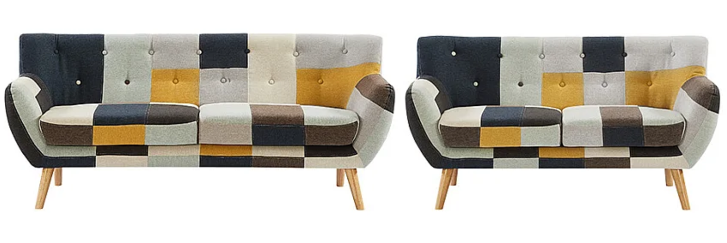 Vente-unique - Couchgarnitur 3+2 - Patchwork - Mehrfarbig - SERTI II Bild 1