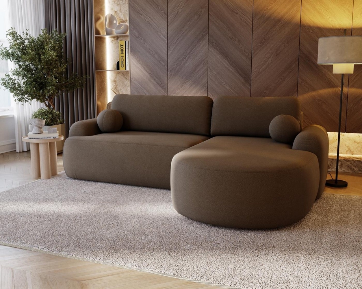 Compleo Ecksofa boucle mit breiter Ottomane OLIO, rundes Design, Exklusiv design, Stil: Modern/Japandi Bild 1