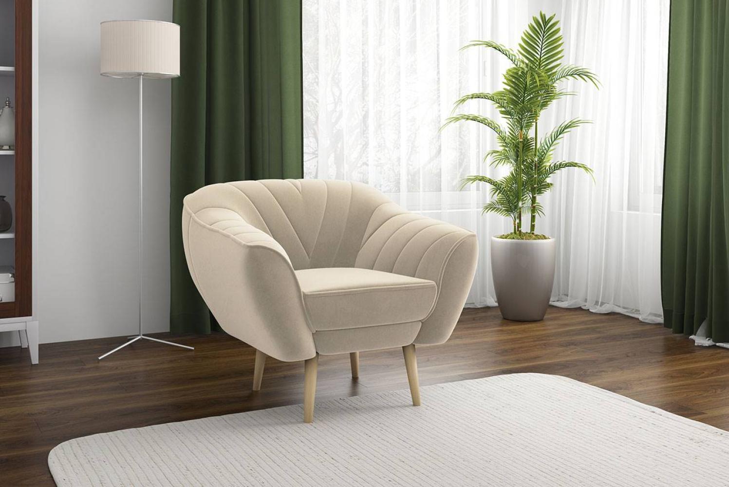 Klassische Sofas, Lounge-sofa, Ziernähte - MIA - 1 Sitzer - Beige Velours Bild 1