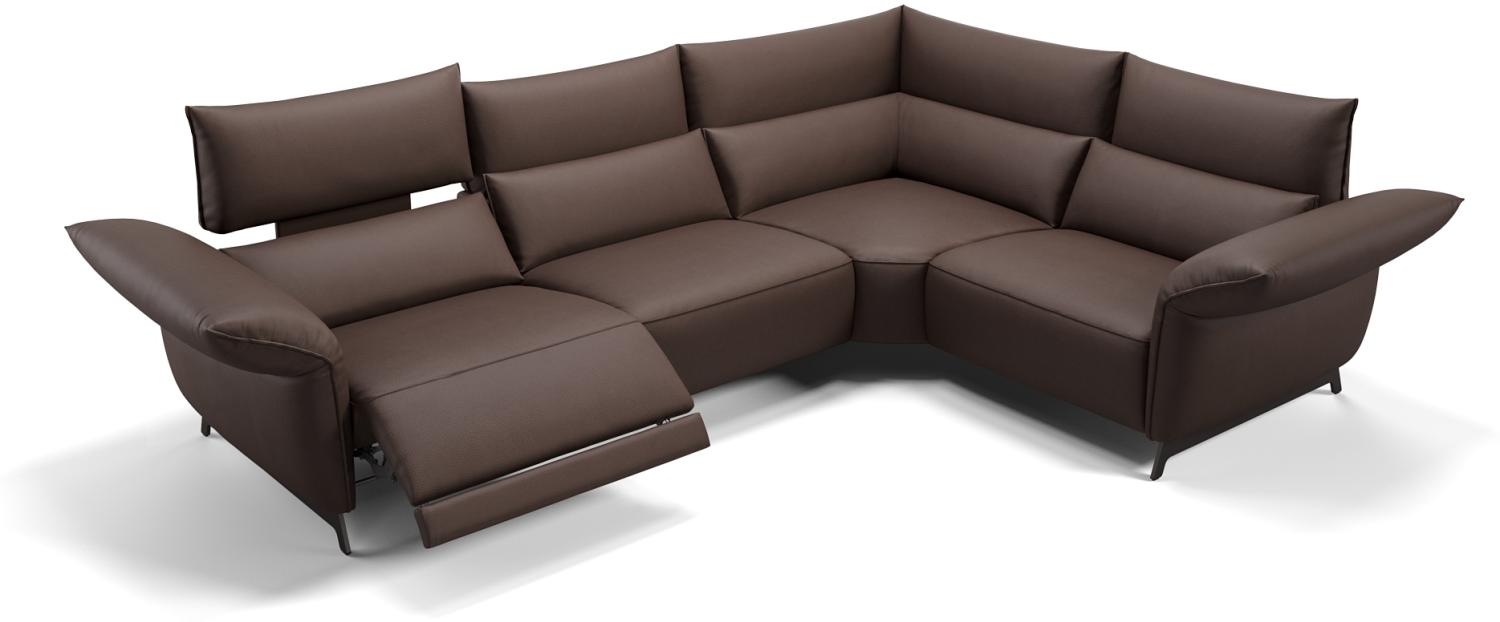 Sofanella Eckcouch CUNEO Ecksofa Ledersofa Eckgarnitur in Braun Bild 1