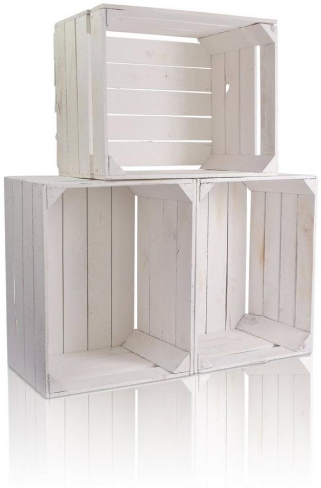 CHICCIE Holzkiste Regale Weiß 50x40x30cm - Kisten Weinkisten (3 St) Bild 1