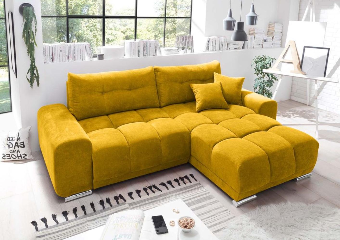 Paco Ecksofa 264x186 cm, mit Schlaffunktion & Bettkasten, Farbe wählbar Uran 17 Senf Bild 1