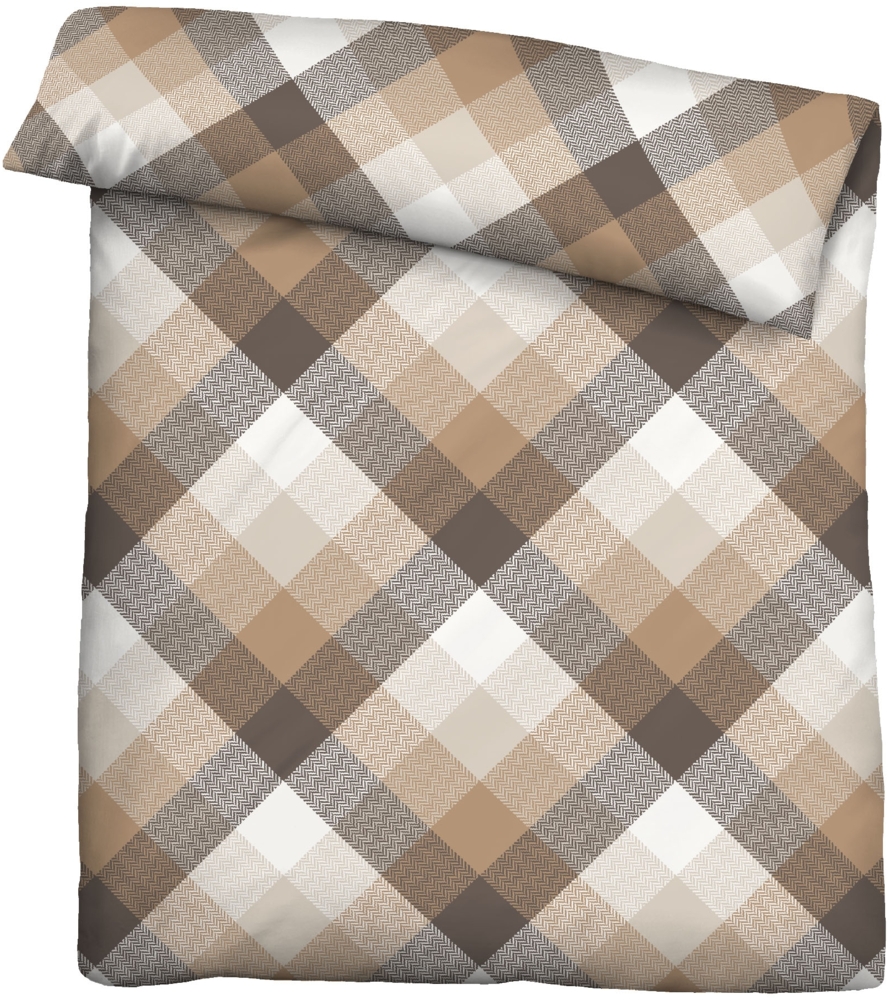 Traumhaft schlafen - Castell - Markenbettwäsche Baumwoll Satin Bettwäsche 0060473 CHECK, chocolate, 1x 135x200 cm + 1x 80x80 cm Bild 1