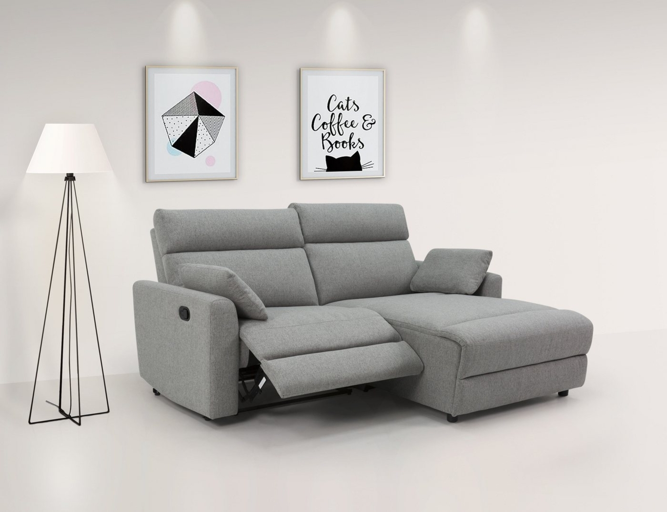 INOSIGN Ecksofa JENNA, L-Form, 209cm, manuelle u. elektrische Funktion, mit USB A/C, Liegefunktion 105°-150°, Federkern, Struktur fein Bild 1