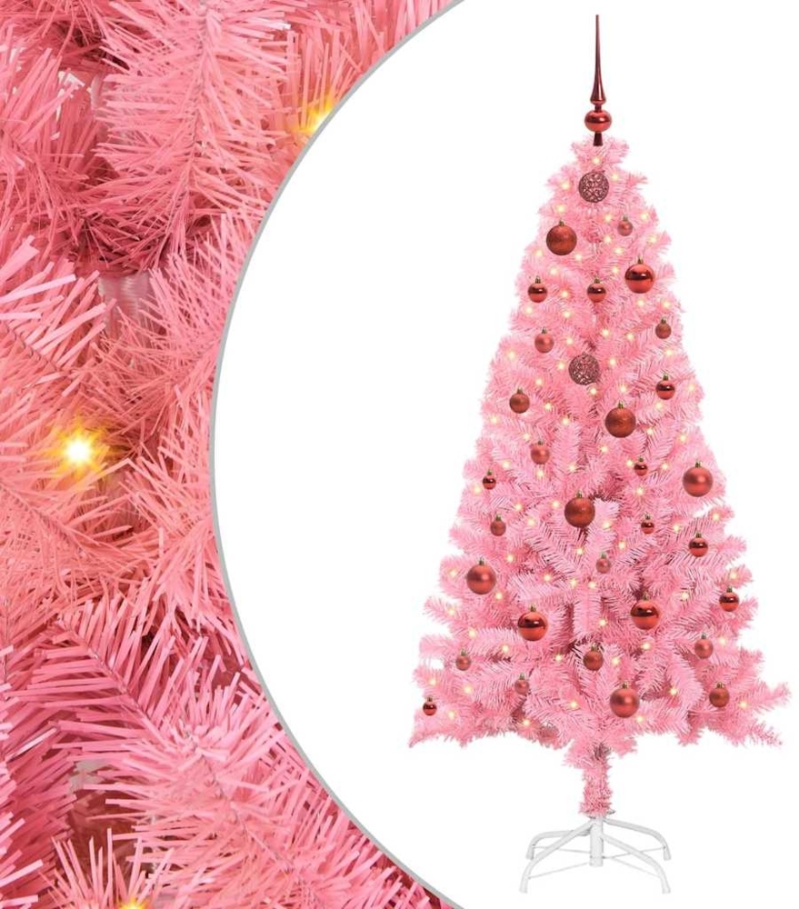vidaXL Weihnachtsbaum mit 150 LEDs mit Ständer Rosa 150 cm PVC 3396416 Bild 1