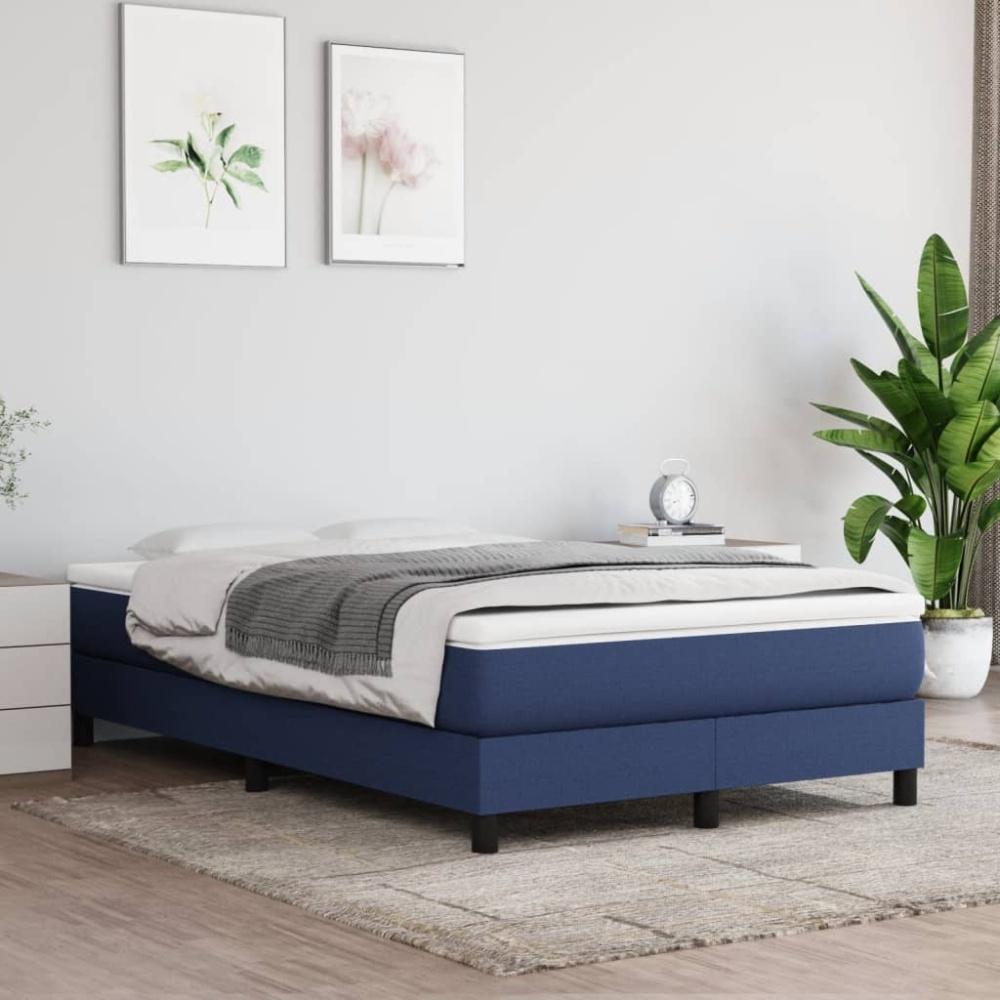 vidaXL Boxspringbett mit Matratze Blau 120x200 cm Stoff, Härtegrad: H2 [3144067] Bild 1