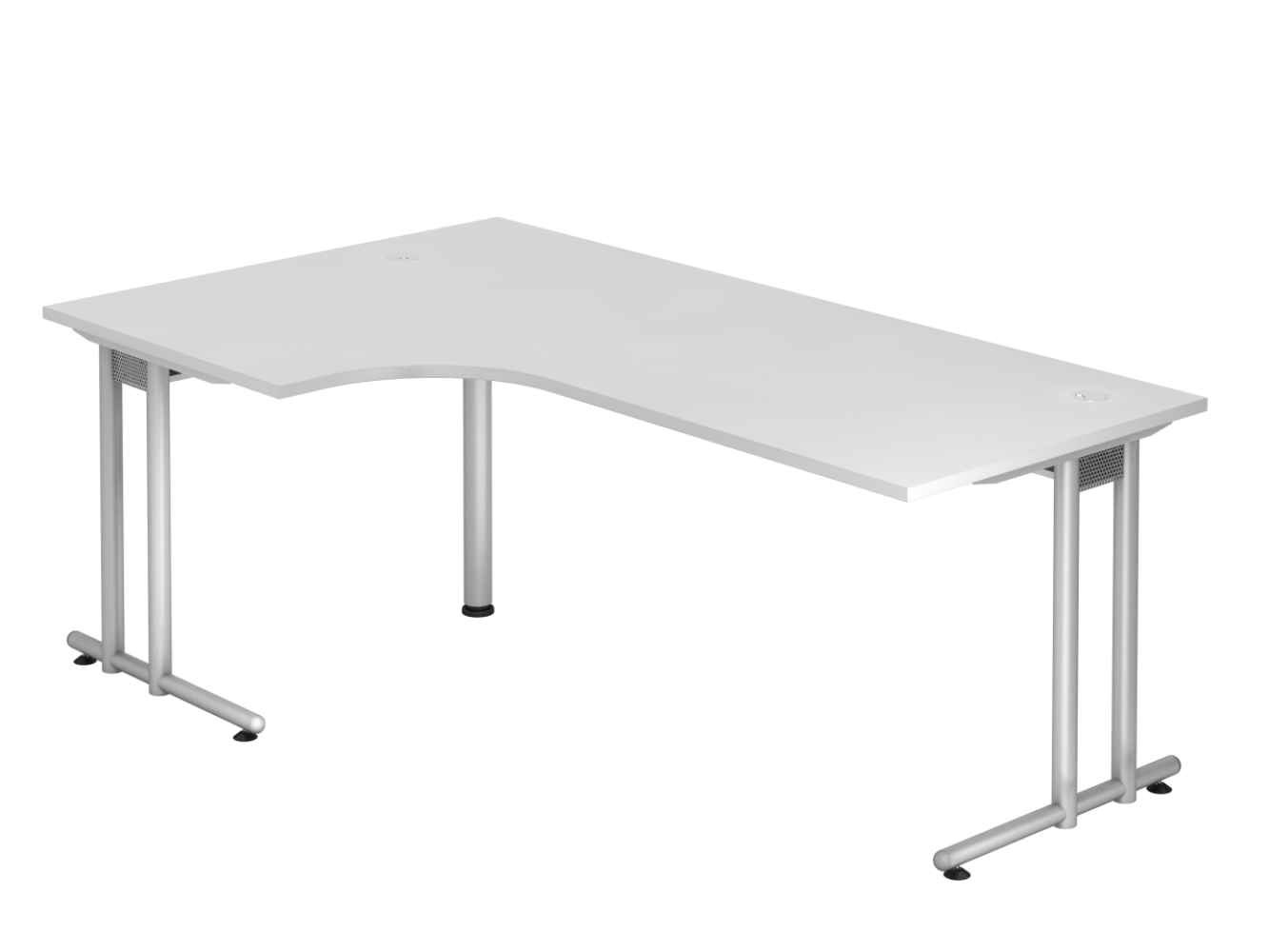 Winkeltisch NS82 C-Fuß 200x120cm 90° Weiß Gestellfarbe: Silber Bild 1