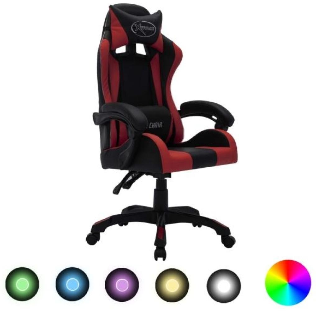 vidaXL Gaming-Stuhl mit RGB LED-Leuchten Weinrot Schwarz Kunstleder 288003 Bild 1