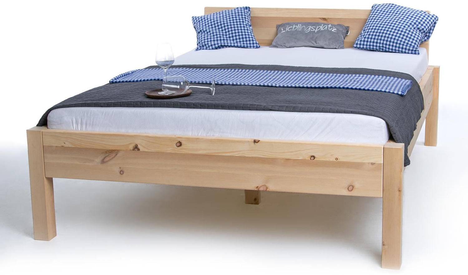 Zirbenholzbett "Alpen-Königin" 120 x 200 cm 38 cm metallfreies Zirbenbett Bett Bild 1