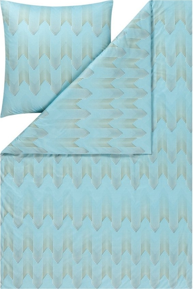 Estella Bettwäsche Jersey Cielo 155x220 + Kissen 80x80 Grafisch azur, Baumwolle, 2 teilig, Jersey bettwäsche 155x220 baumwolle sale warm baumwolle bettwäsche Bild 1