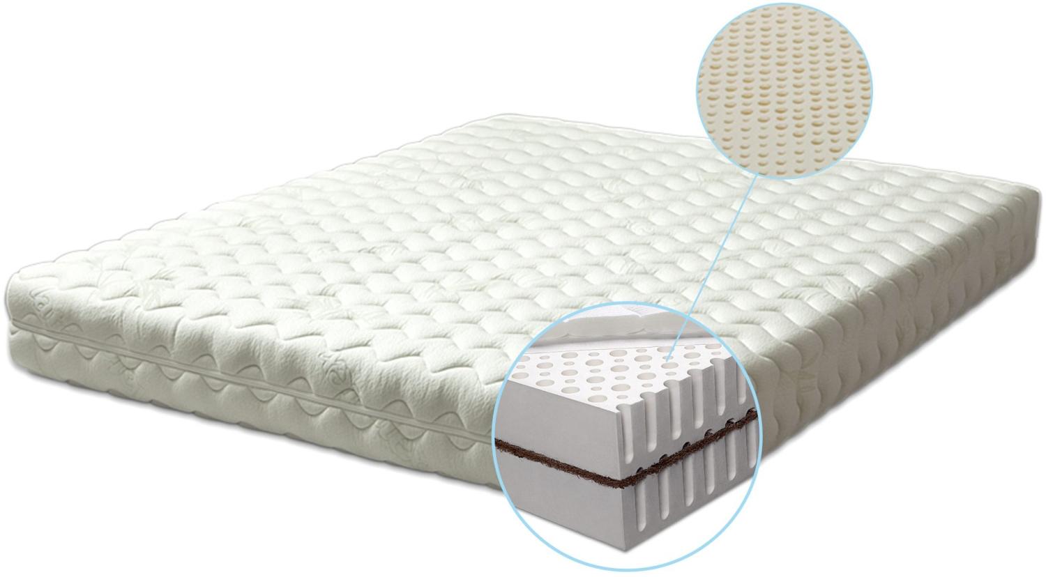 Latexmatratze Kokos 200x200 - Höhe 20 cm - Härtegrad H2 mittelfest Bild 1