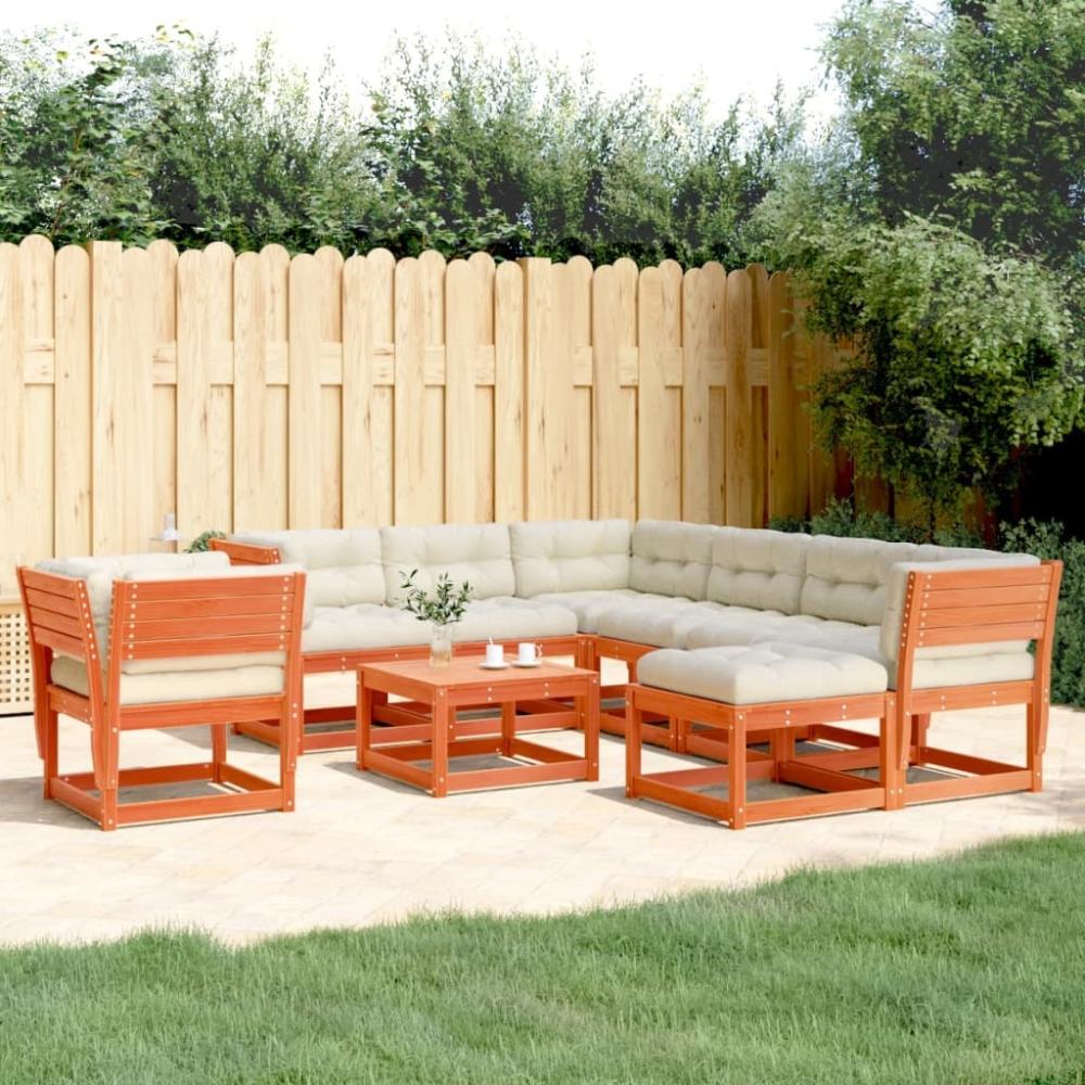 vidaXL 8tlg. Garten-Lounge-Set mit Kissen Wachsbraun Massivholz Kiefer 3216947 Bild 1