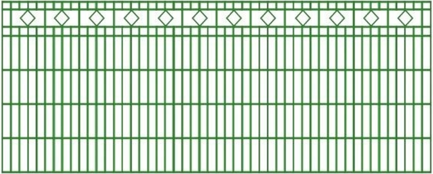 Schmuckzaun / Doppelstabmattenzaun Diamant / Raute Komplett-Set / Grün / 181cm hoch / 92,5m lang Bild 1