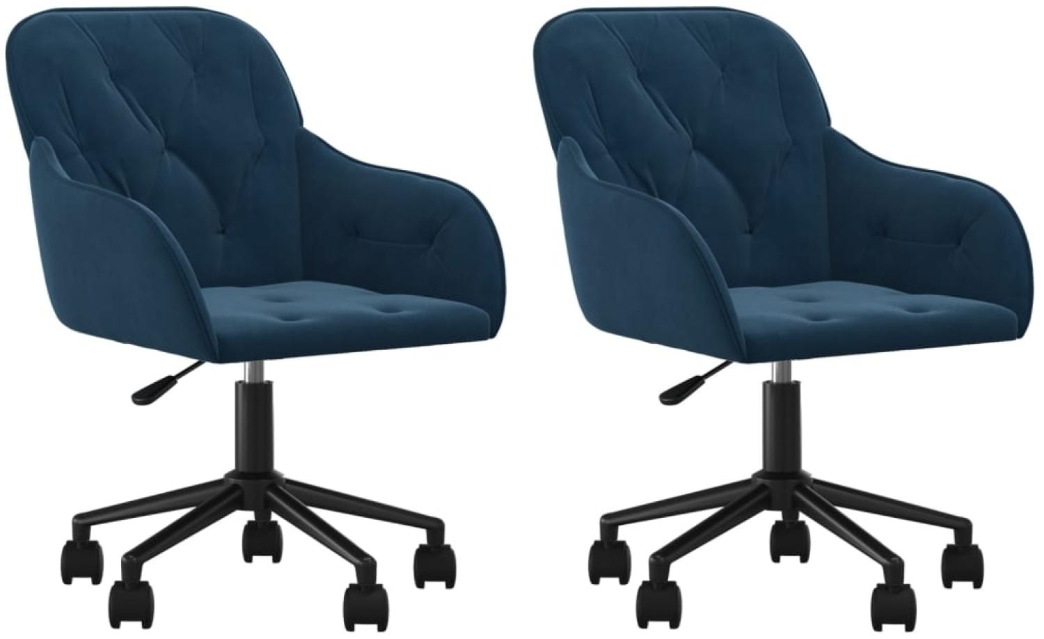 vidaXL Esszimmerstühle 2 Stk. Drehbar Blau Samt 3103420 Bild 1