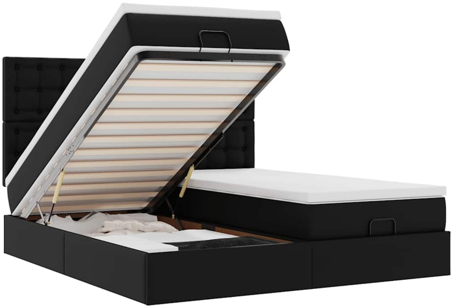 vidaXL Ottoman-Bett mit Matratzen Schwarz 160x200 cm Kunstleder 3313649 Bild 1