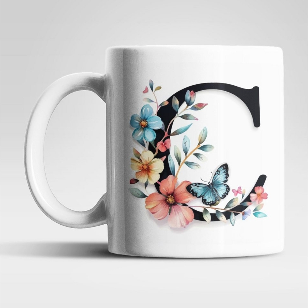 WS-Trend Tasse Name A bis Z Blumen Schmetterlinge Kaffeetasse Teetasse Geschenkidee, Keramik Bild 1