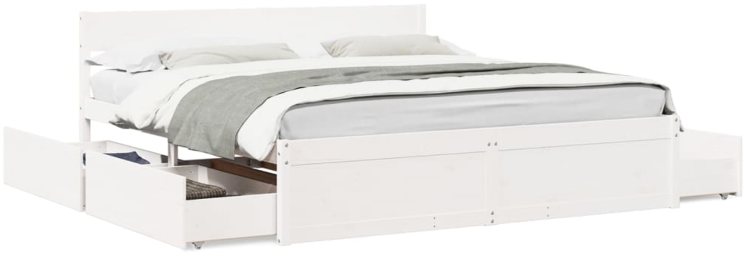 vidaXL Massivholzbett ohne Matratze Weiß 200x200 cm Kiefernholz 3282337 Bild 1